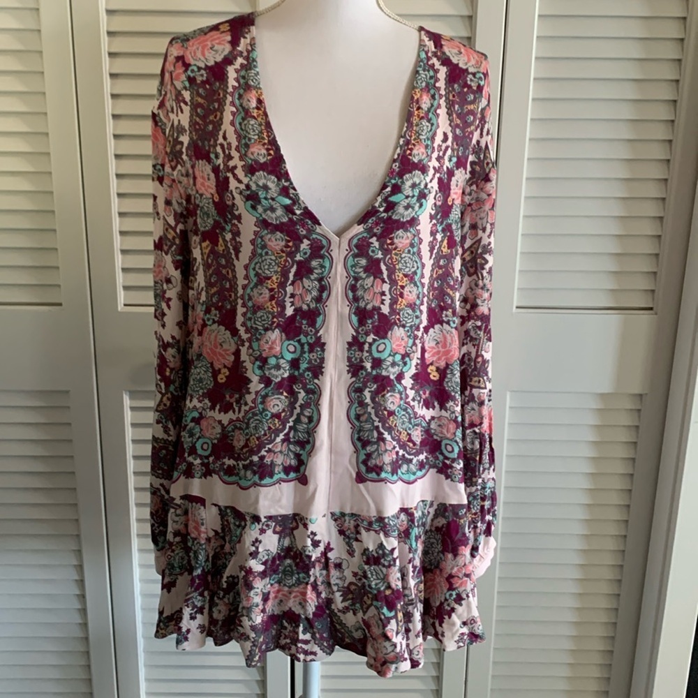 Free People Lovely Dreams Tunic Top Dress Women’s  Drop Waist Floral Size Medium - Picture 2 of 12